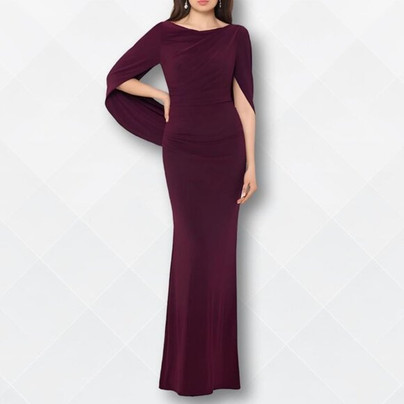 Betsy & Adam Nites Long Draped Back Maxi Dress – Black – Size 4 - WDS-100022 - Picture 3 of 5